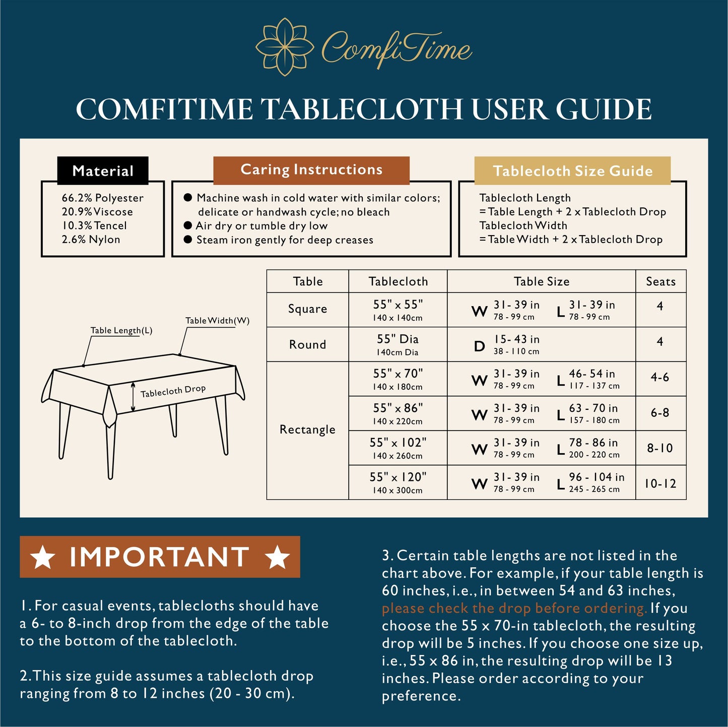 Faux Linen Table Cloth with Tassels and Embroidery