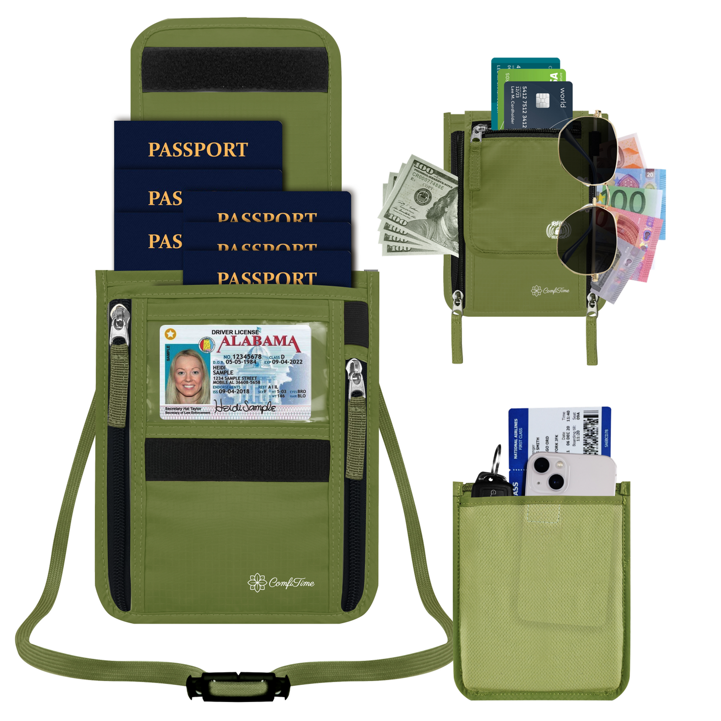 RFID Blocking Passport Holder Neck Wallet
