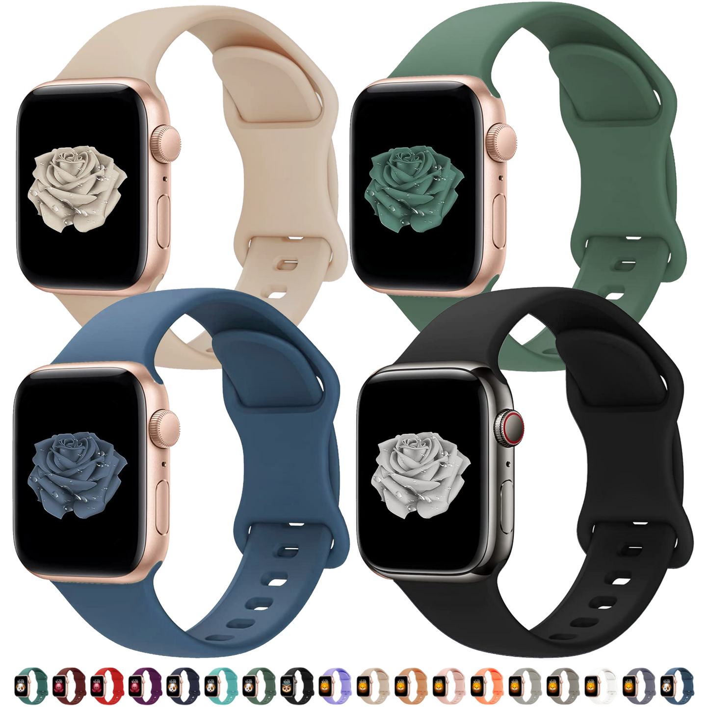 Silicone Apple Watch Sport Band, 4 Pack