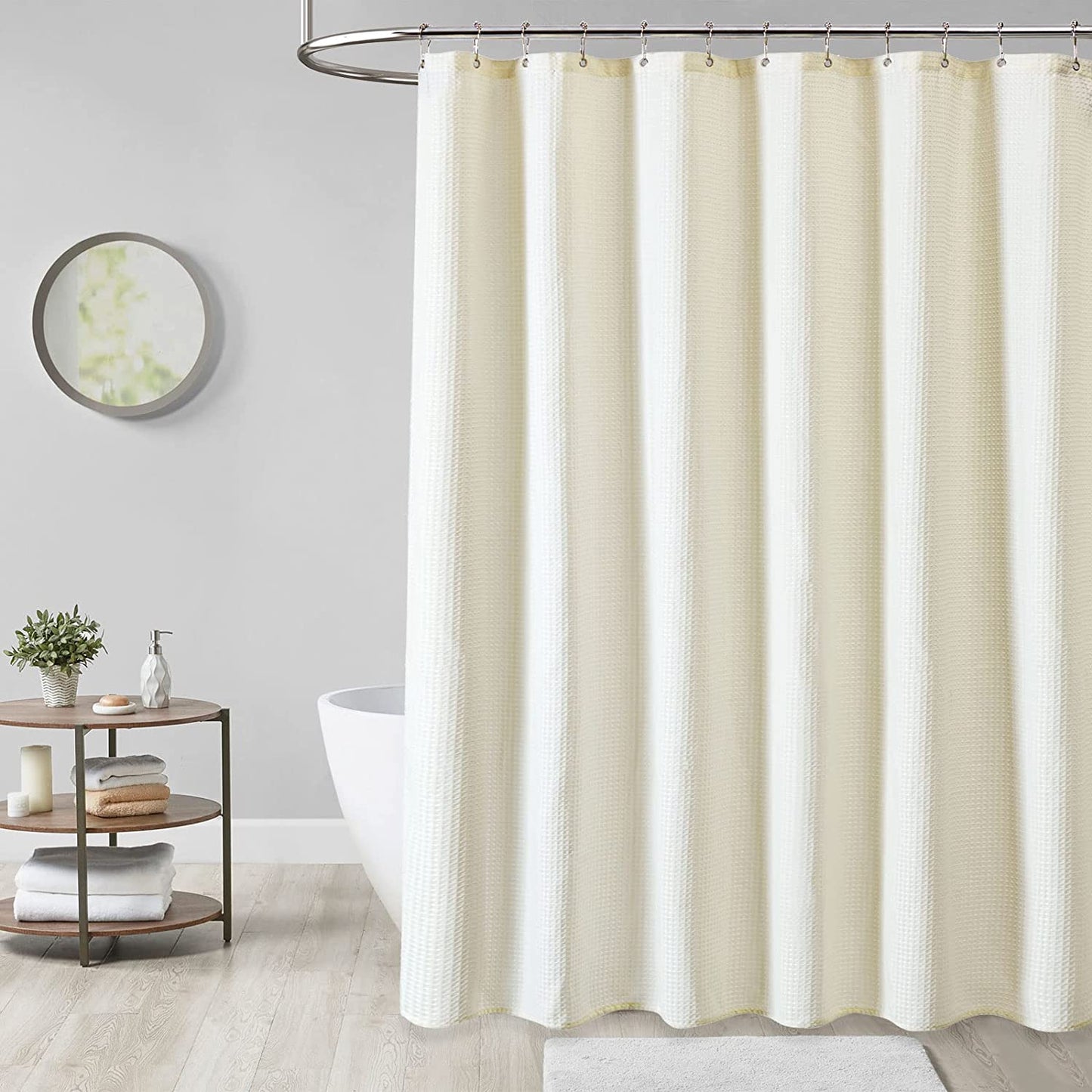 Shower Curtain With Hooks, 230 GSM, 72 x 72 in