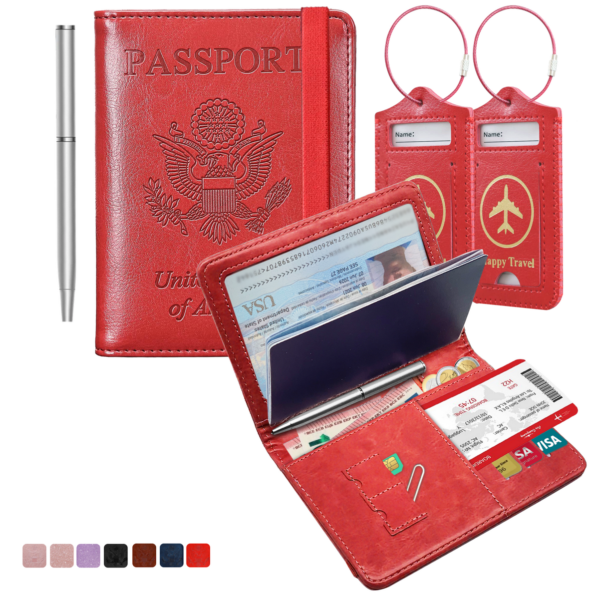 Passport Holder and Luggage Tags Set