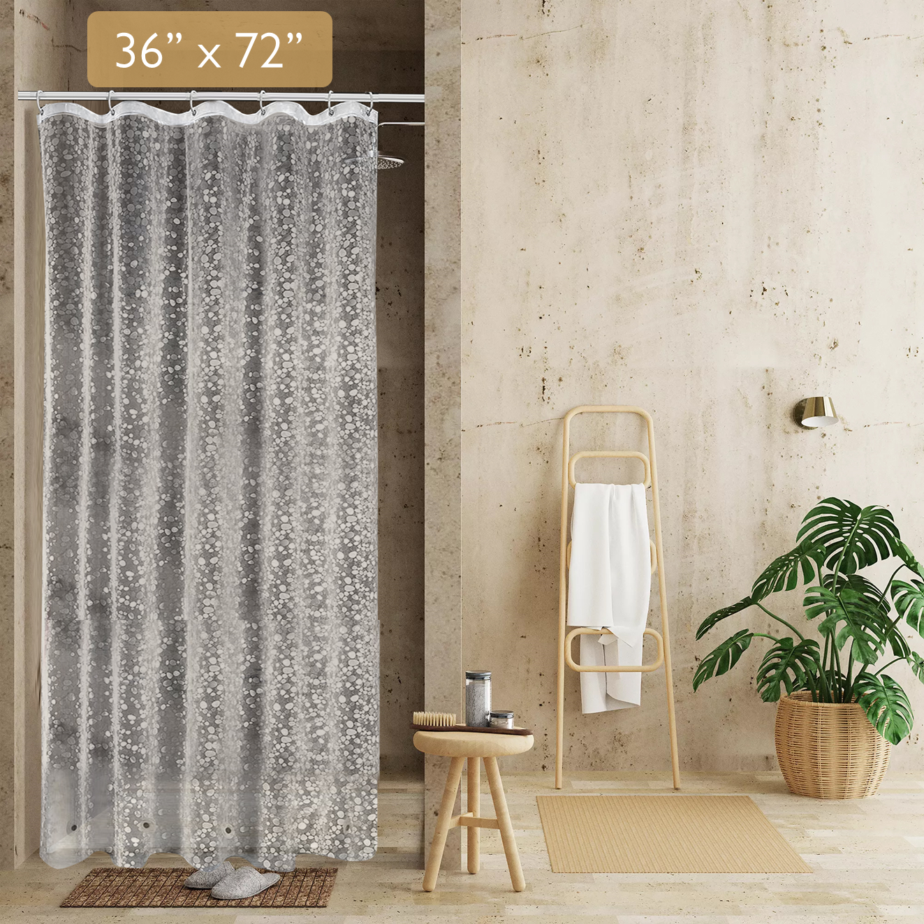 8-Gauge Waterproof Shower Curtain Liner With Bonus Hooks, Sizing Options