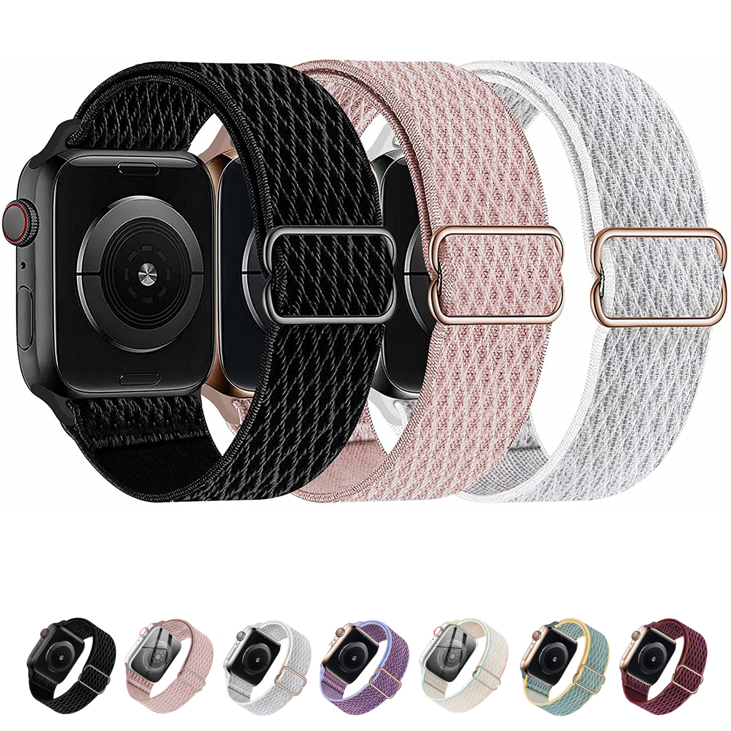 Stretchy Nylon Apple Watch Band, 3 Pack