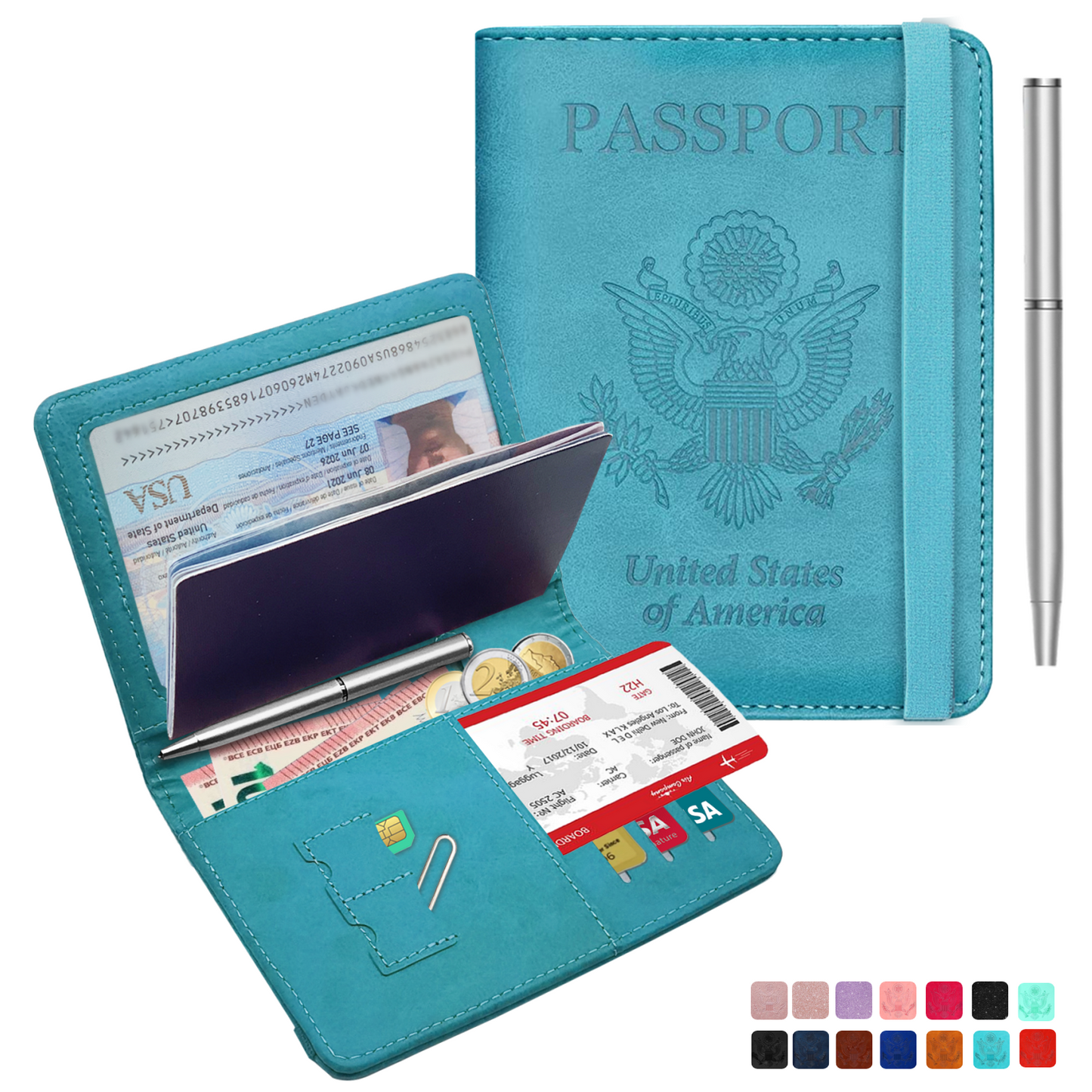 RFID-Blocking Passport Holder With Elastic Band