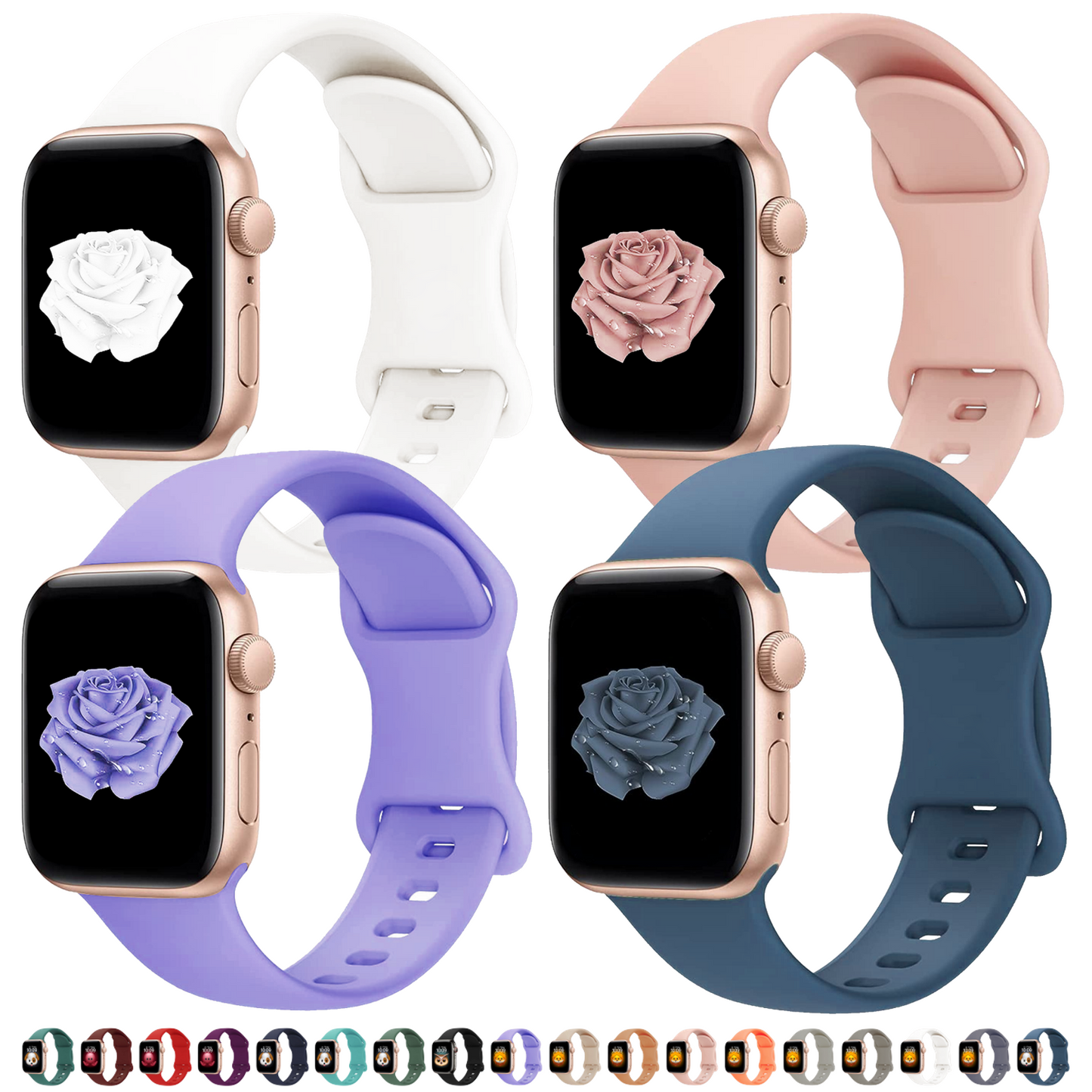 Silicone Apple Watch Sport Band, 4 Pack