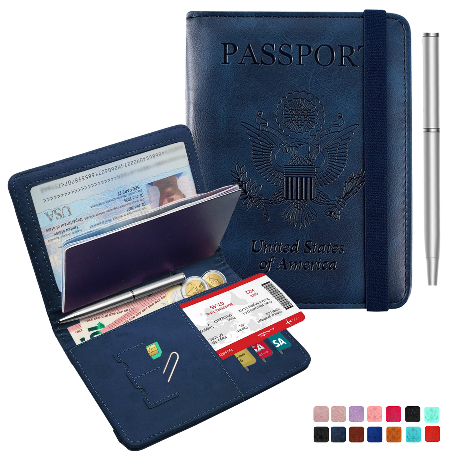 RFID-Blocking Passport Holder With Elastic Band
