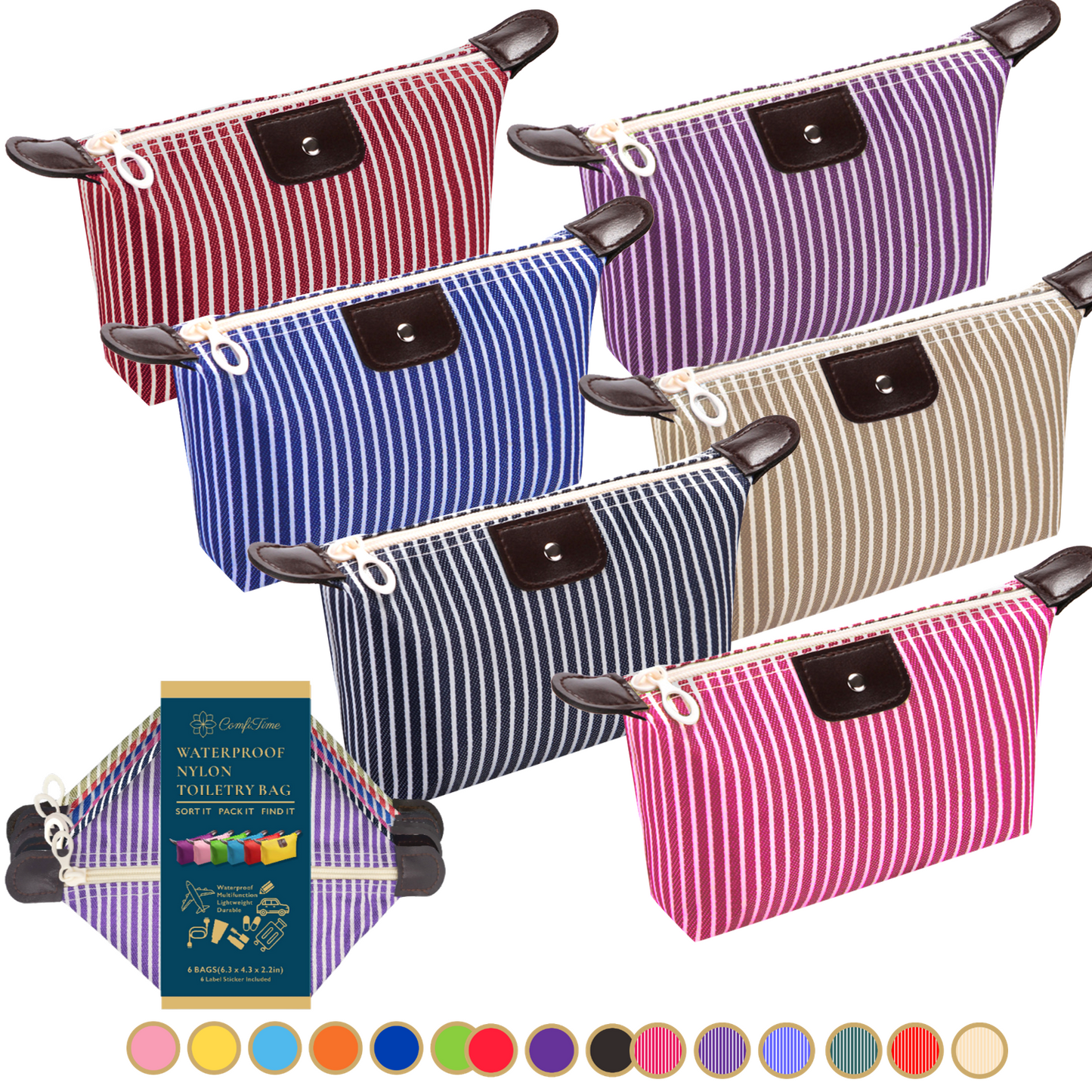 Travel Makeup Bags, 6 Pack