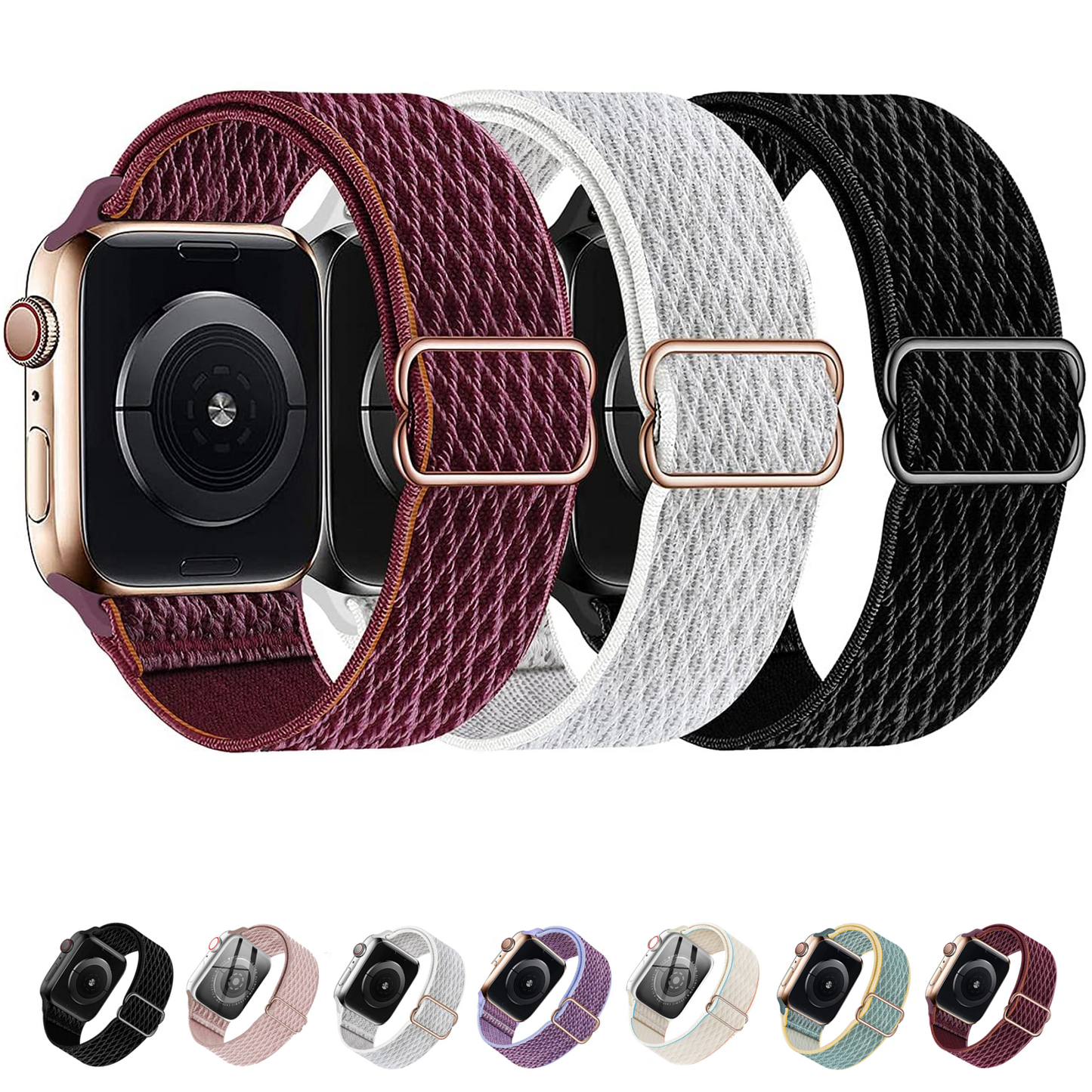 Stretchy Nylon Apple Watch Band, 3 Pack