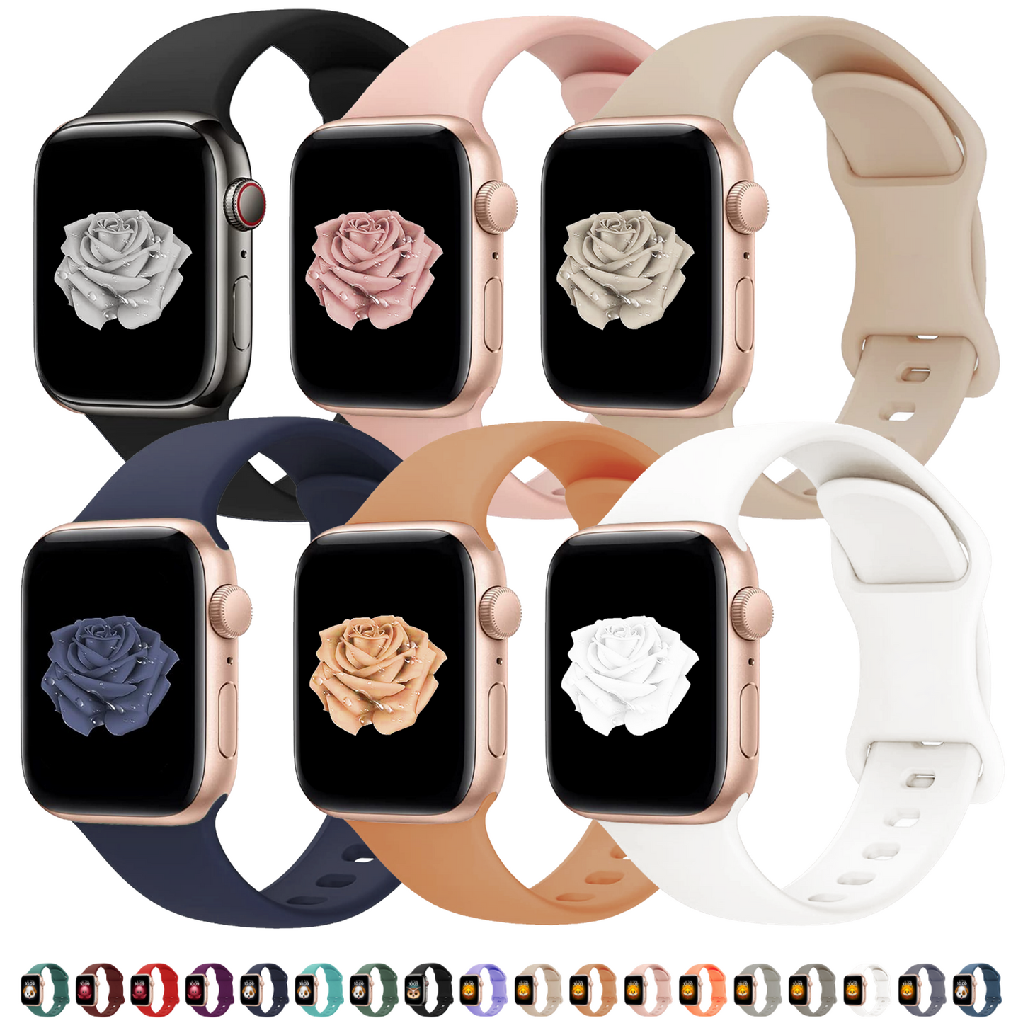 Silicone Apple Watch Sport Band, 6 Pack