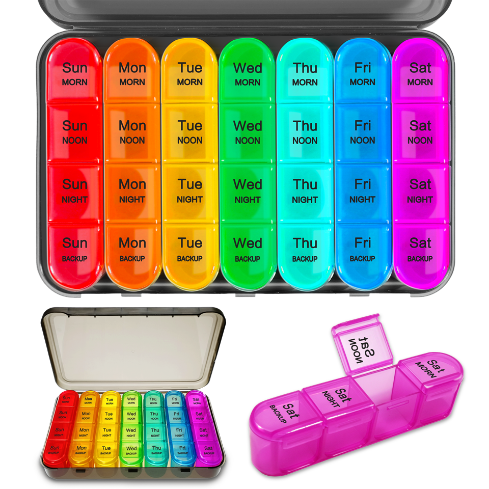 Weekly Pill Organizer, 4 Times a Day