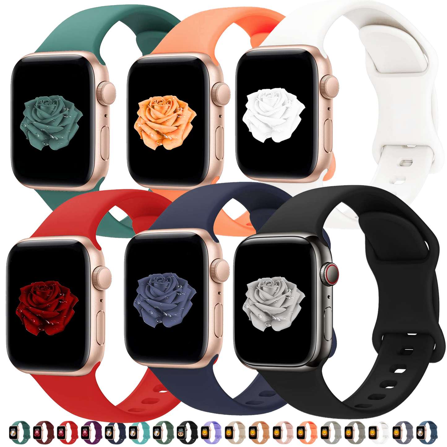 Silicone Apple Watch Sport Band, 6 Pack