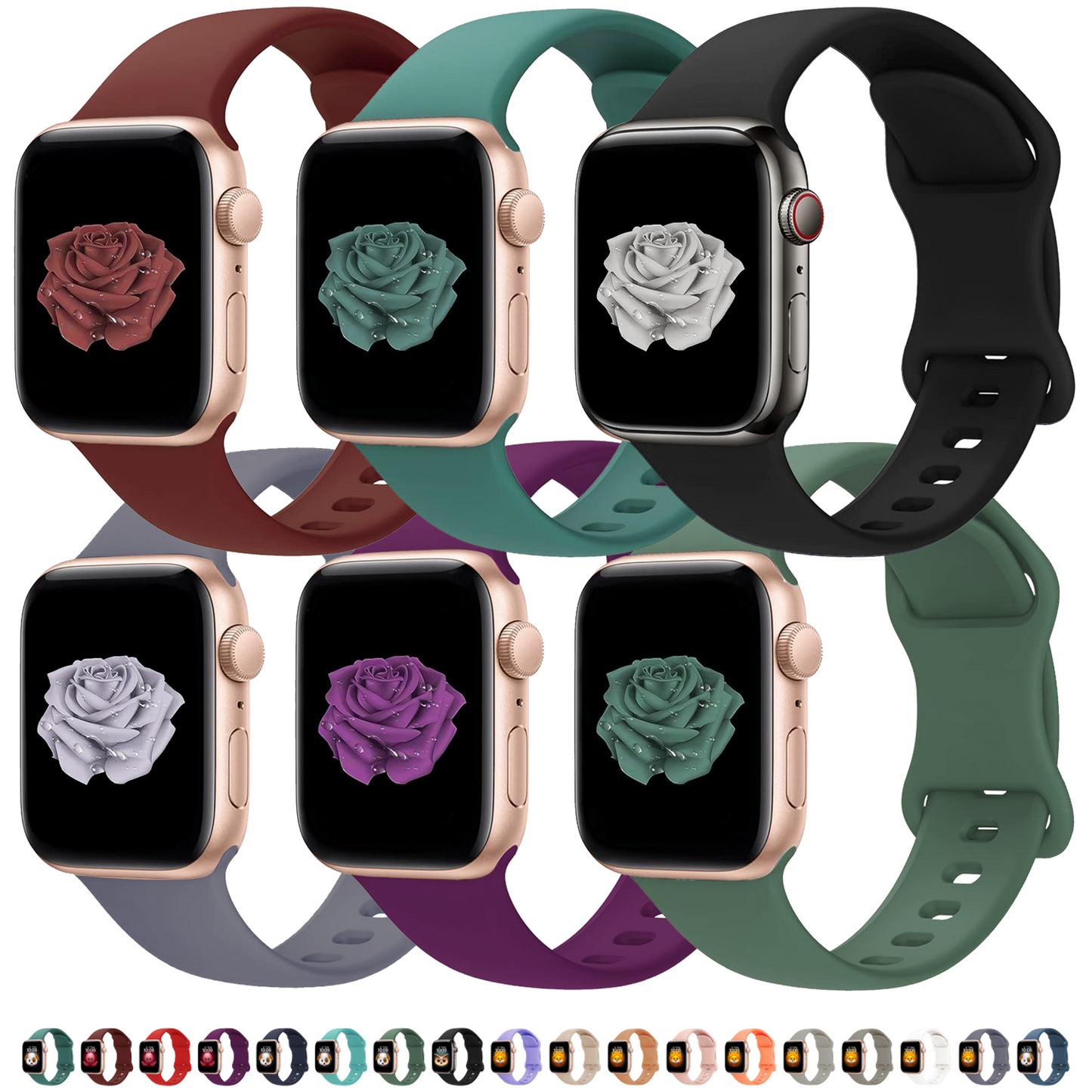 Silicone Apple Watch Sport Band, 6 Pack