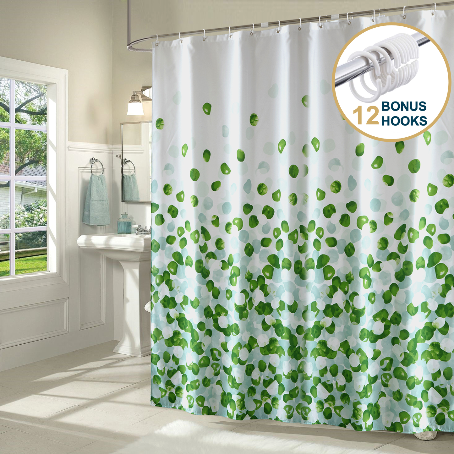 Shower Curtain With Weighted Hem, Rose Petal Floral Design, 72 x 72 in