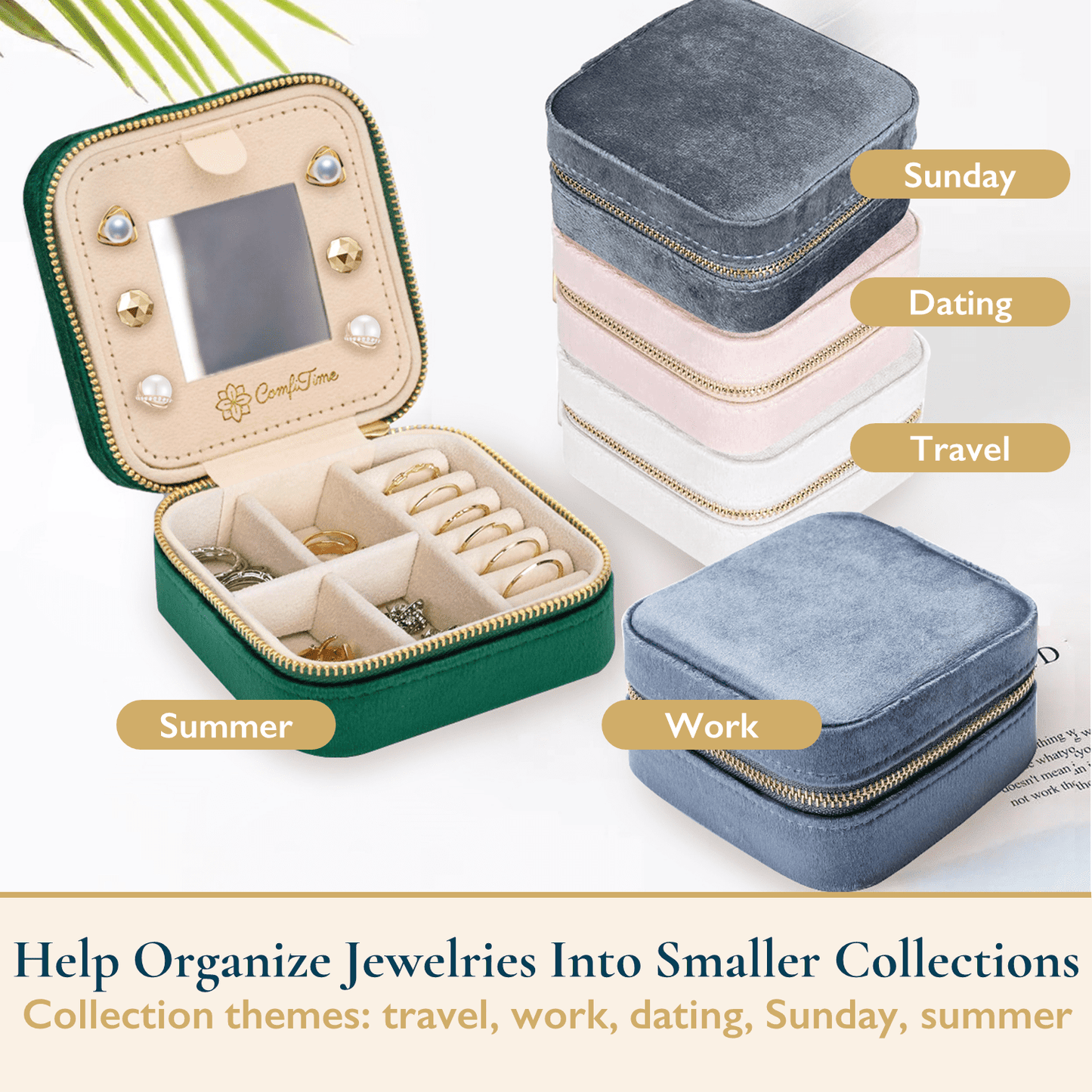 Velvet Travel Jewelry Case With Mirror