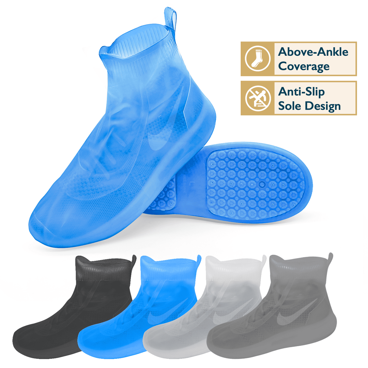 Waterproof Shoe Covers, TPE Rubber, Mid-Rise