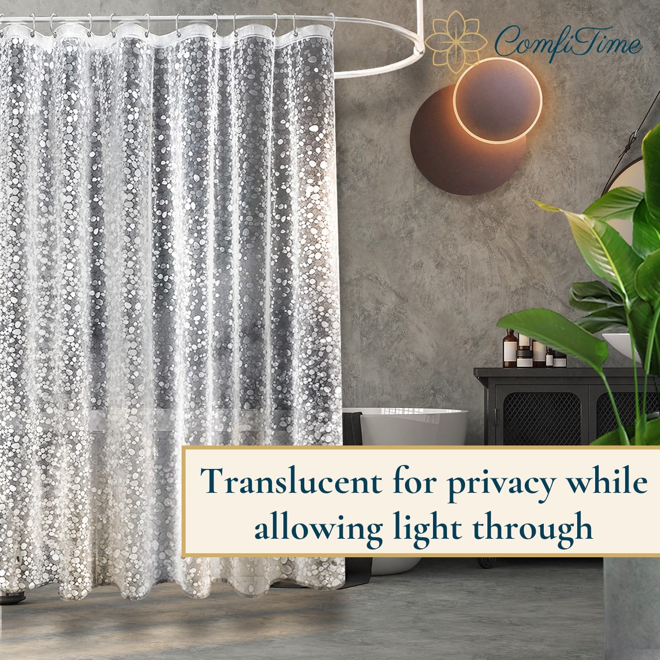 8-Gauge Waterproof Shower Curtain Liner With Bonus Hooks, Sizing Options