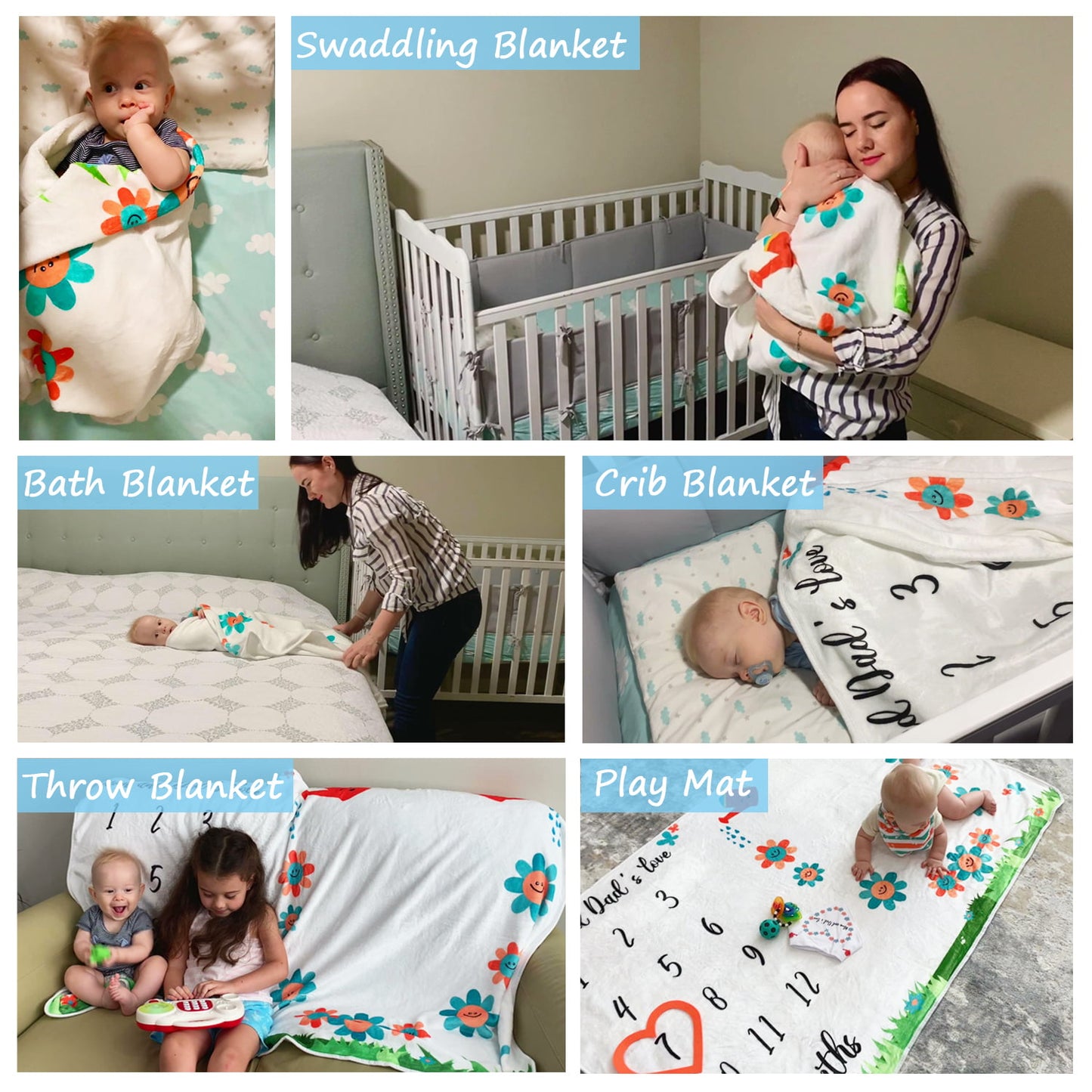 Soft Fleece Baby Milestone Blanket, 300 GSM, 40 x 60 in