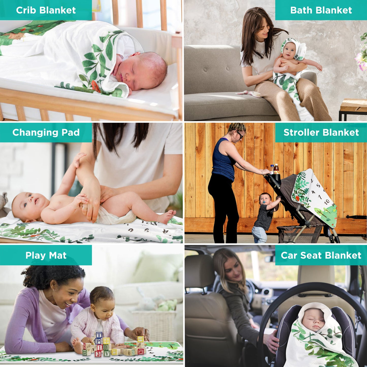 Soft Fleece Adaptable Baby Milestone Blanket, 300 GSM, 40 x 60 in