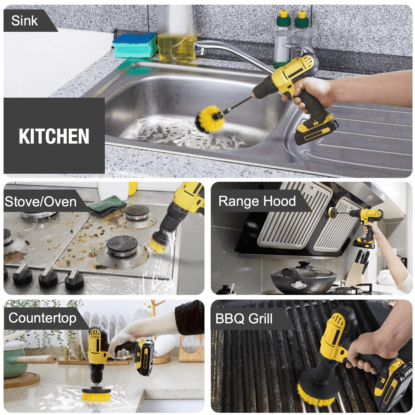 21-Piece Drill Brush Set With Splash Shield