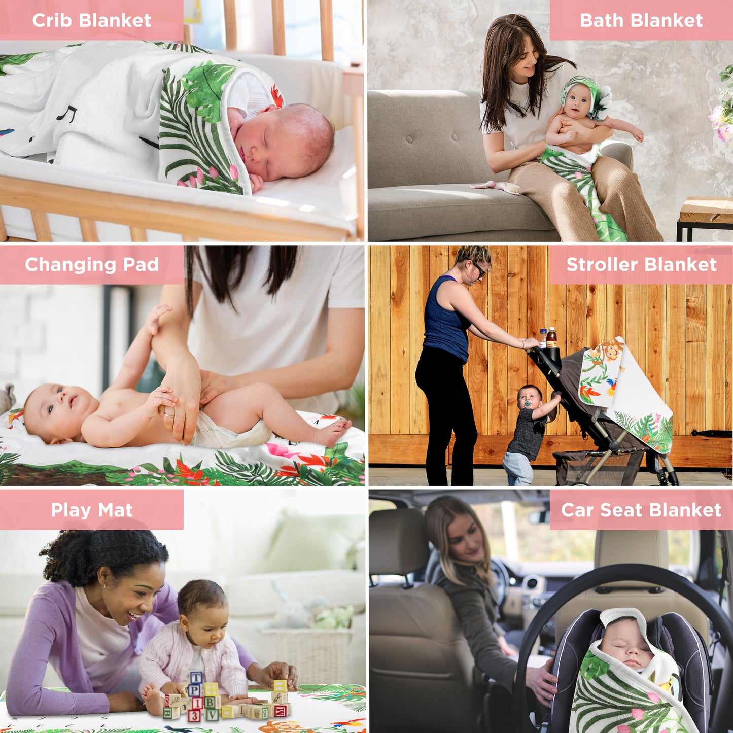 Soft Fleece Adaptable Baby Milestone Blanket, 300 GSM, 40 x 60 in