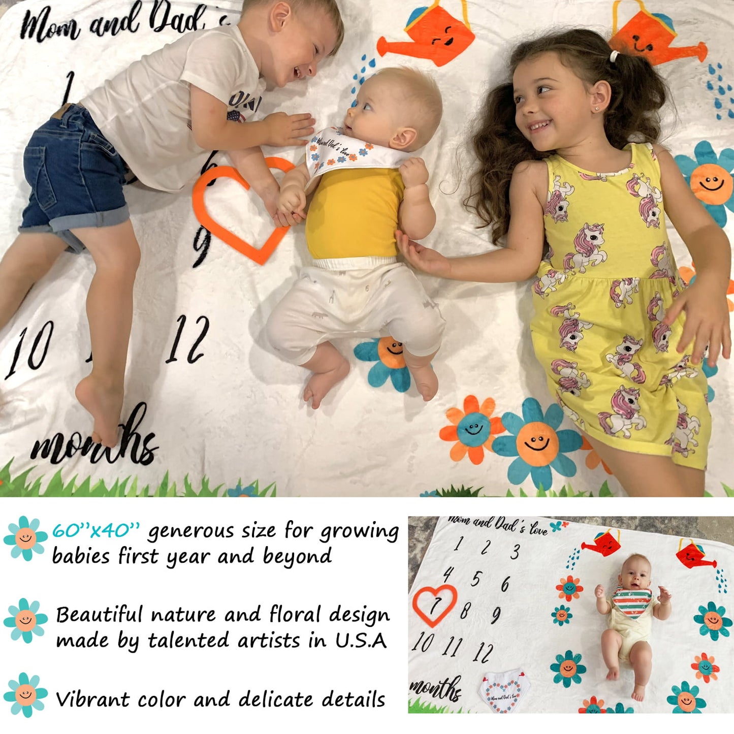 Soft Fleece Baby Milestone Blanket, 300 GSM, 40 x 60 in