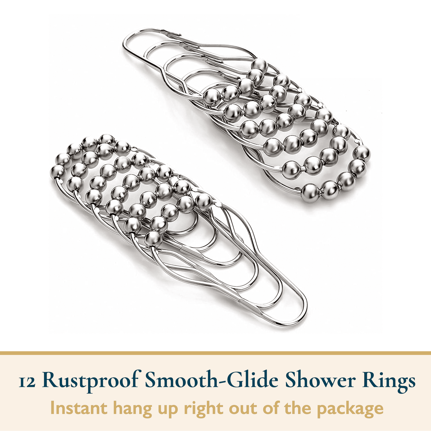 Shower Curtain With Hooks, 230 GSM, 72 x 72 in