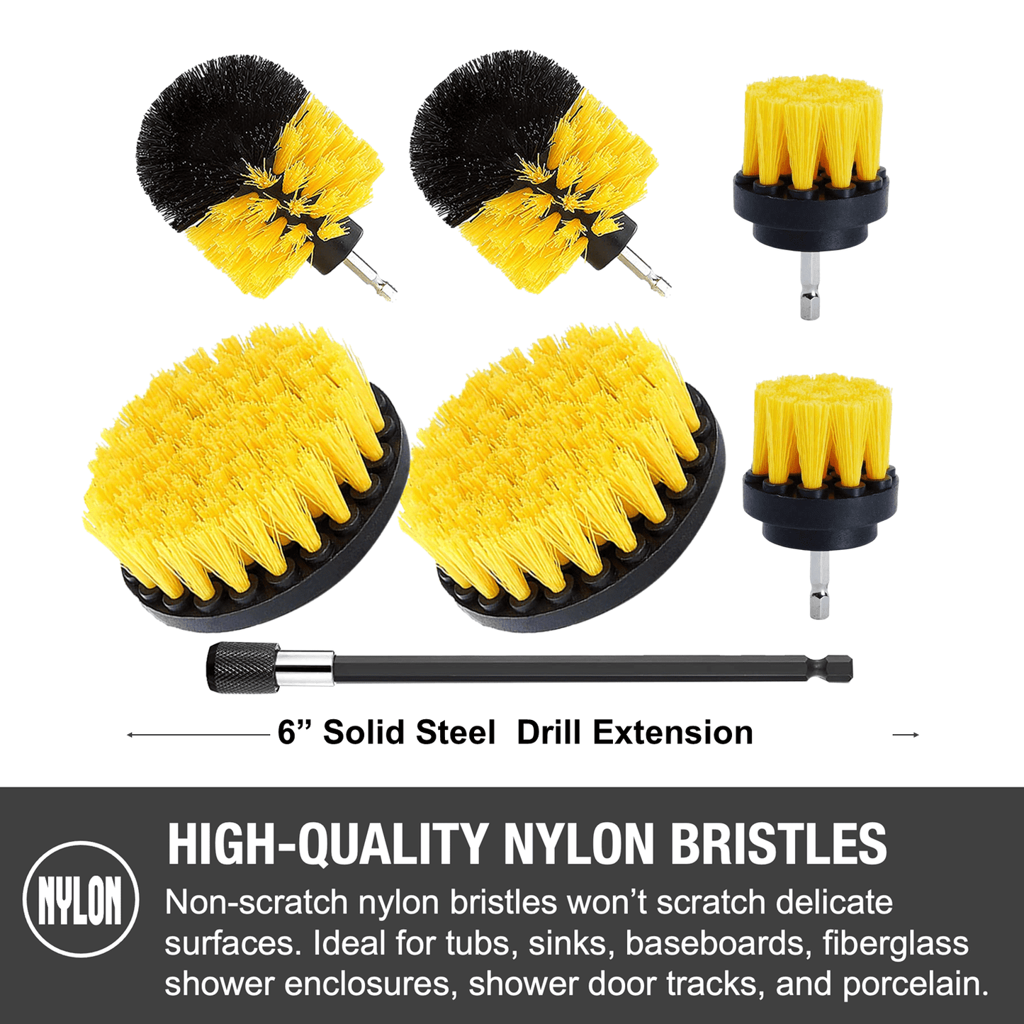 8-Piece Drill Brush Set With Splash Shield