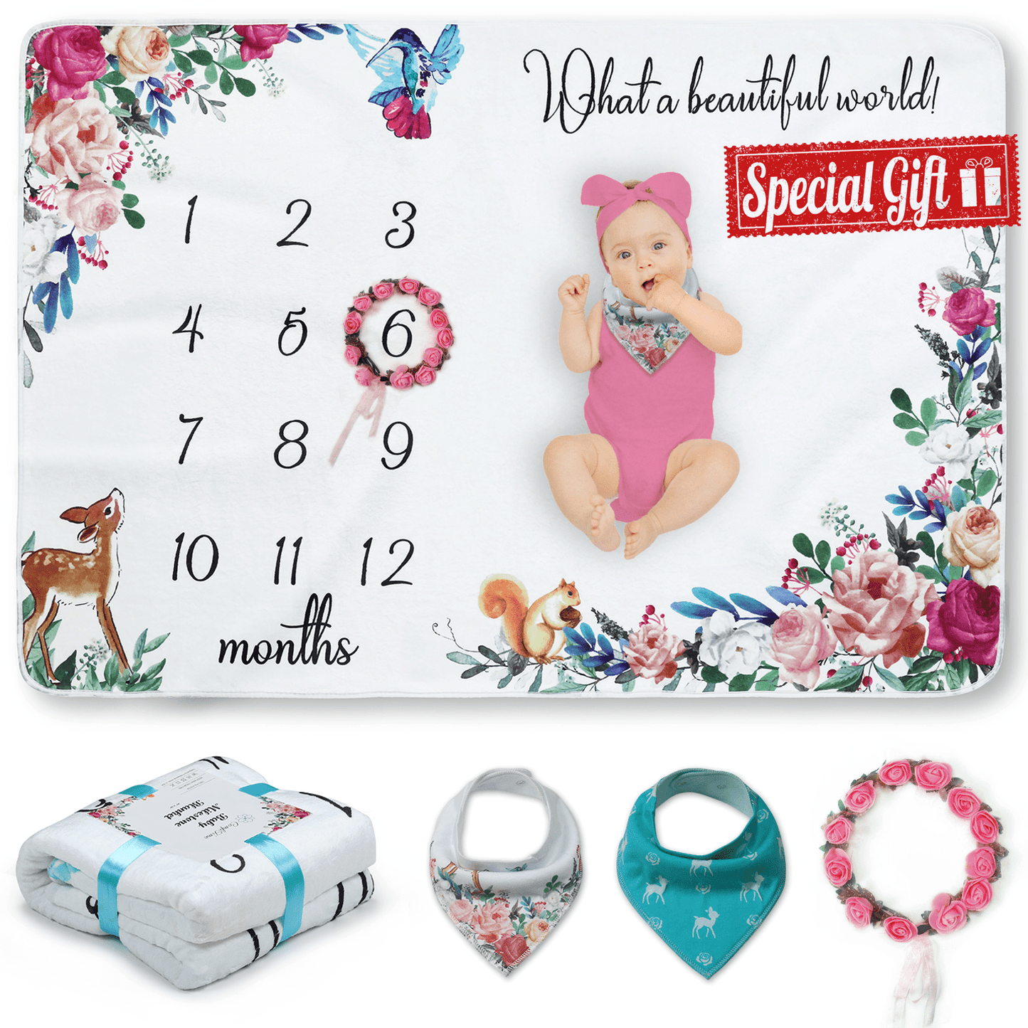 Soft Fleece Baby Milestone Blanket, 300 GSM, 40 x 60 in