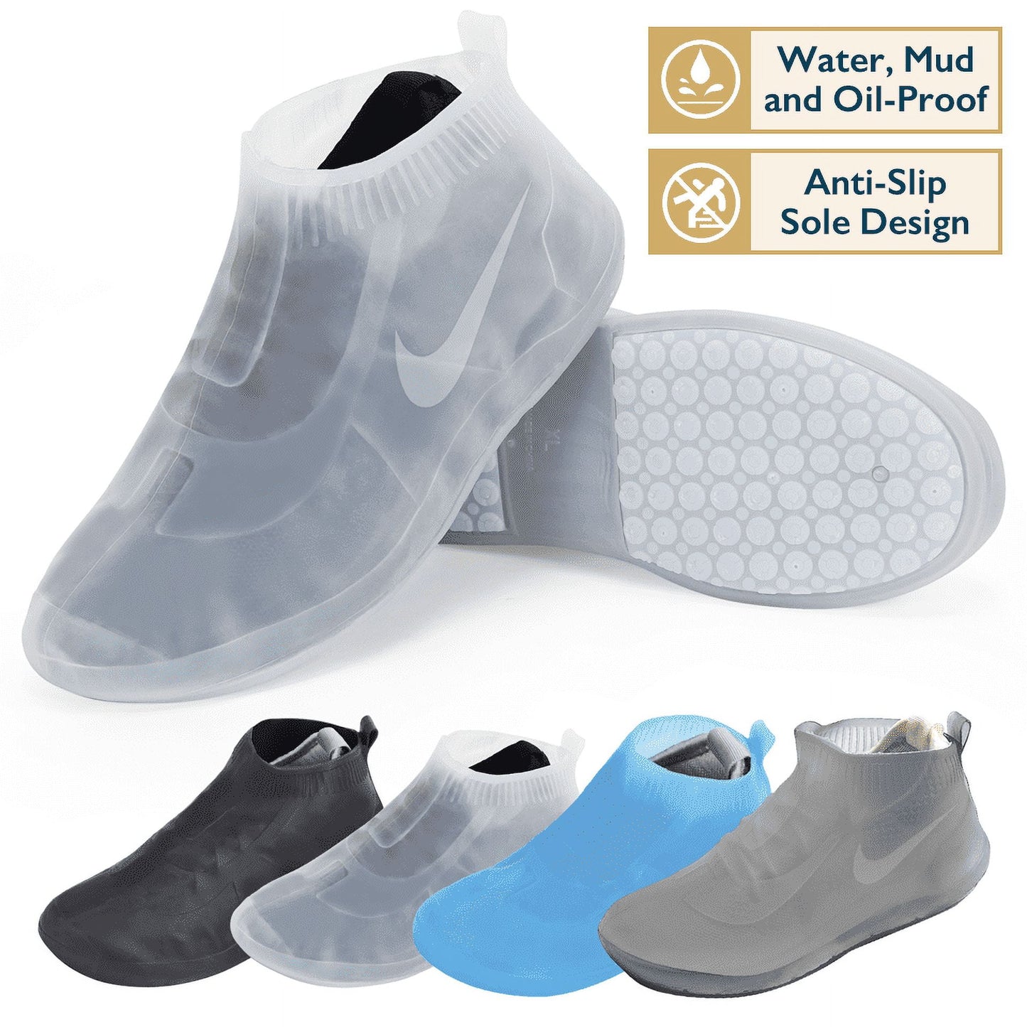 Waterproof Shoe Covers, TPE Rubber, Low-Rise