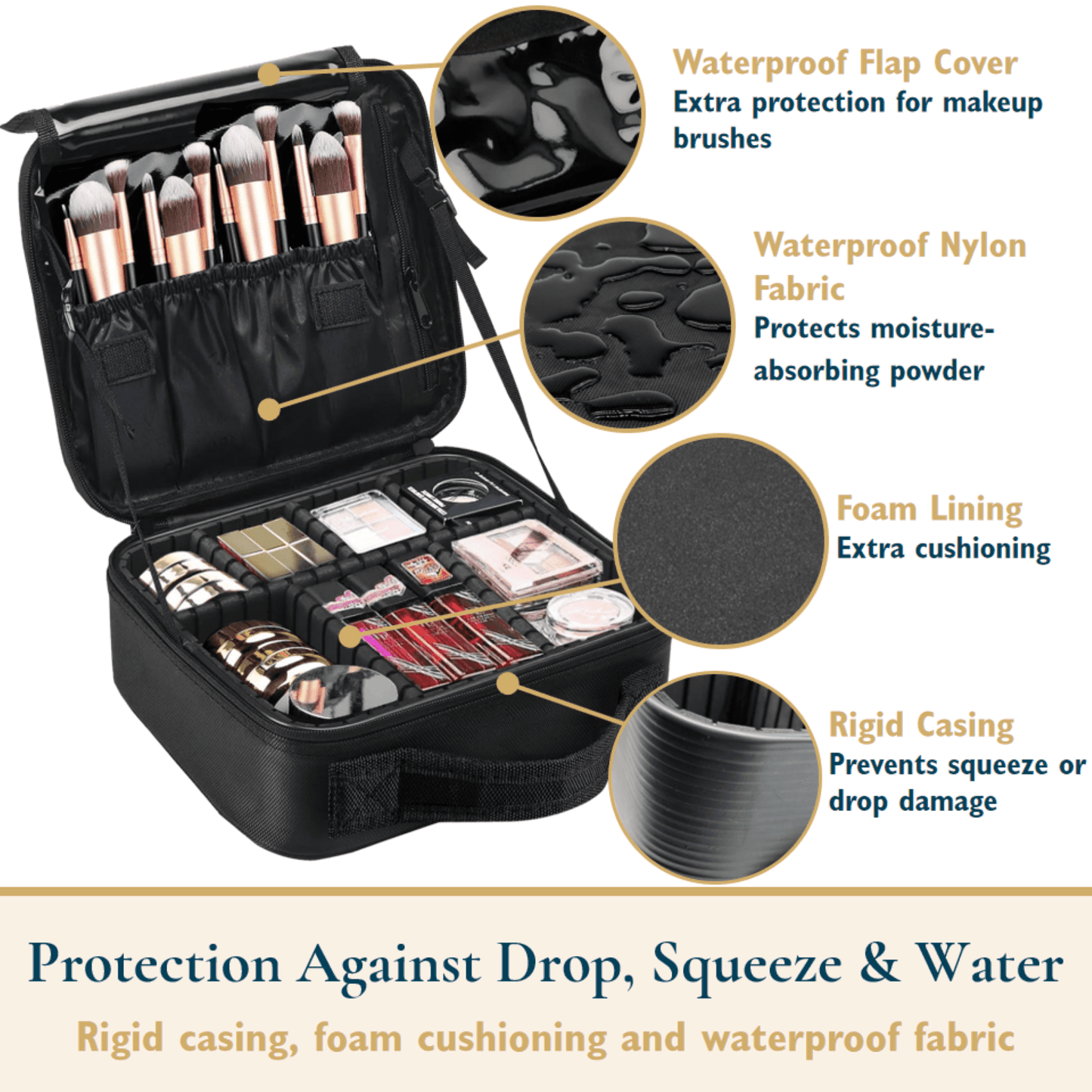 Customizable Makeup Case With Strap and Bonus Travel Mirror