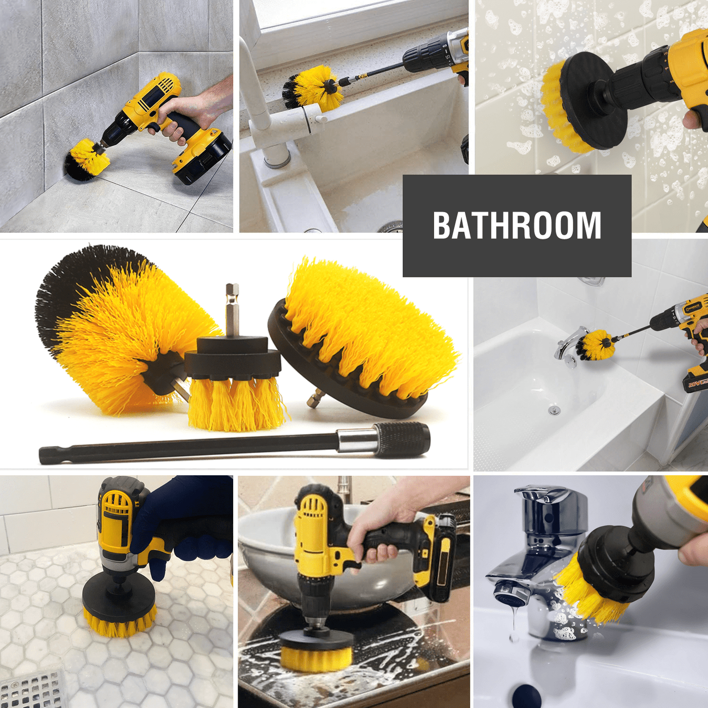 8-Piece Drill Brush Set With Splash Shield