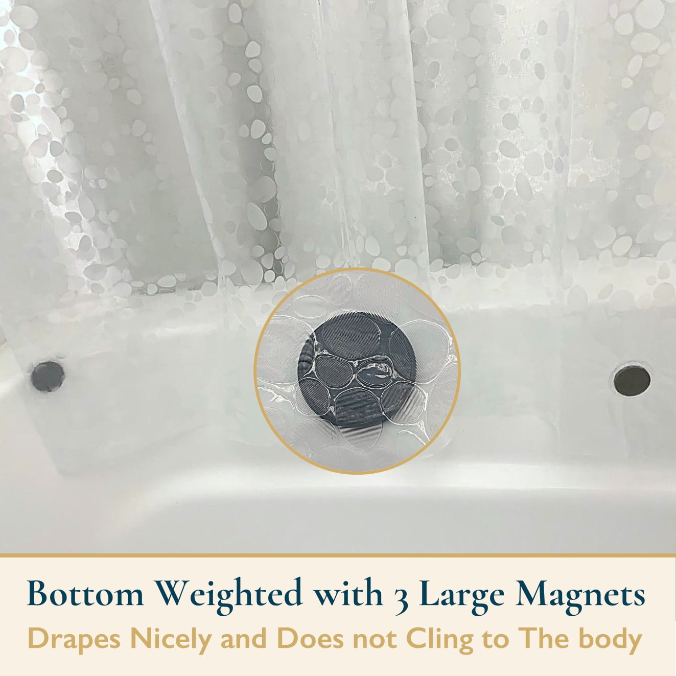 8-Gauge Waterproof Shower Curtain Liner With Bonus Hooks, Sizing Options