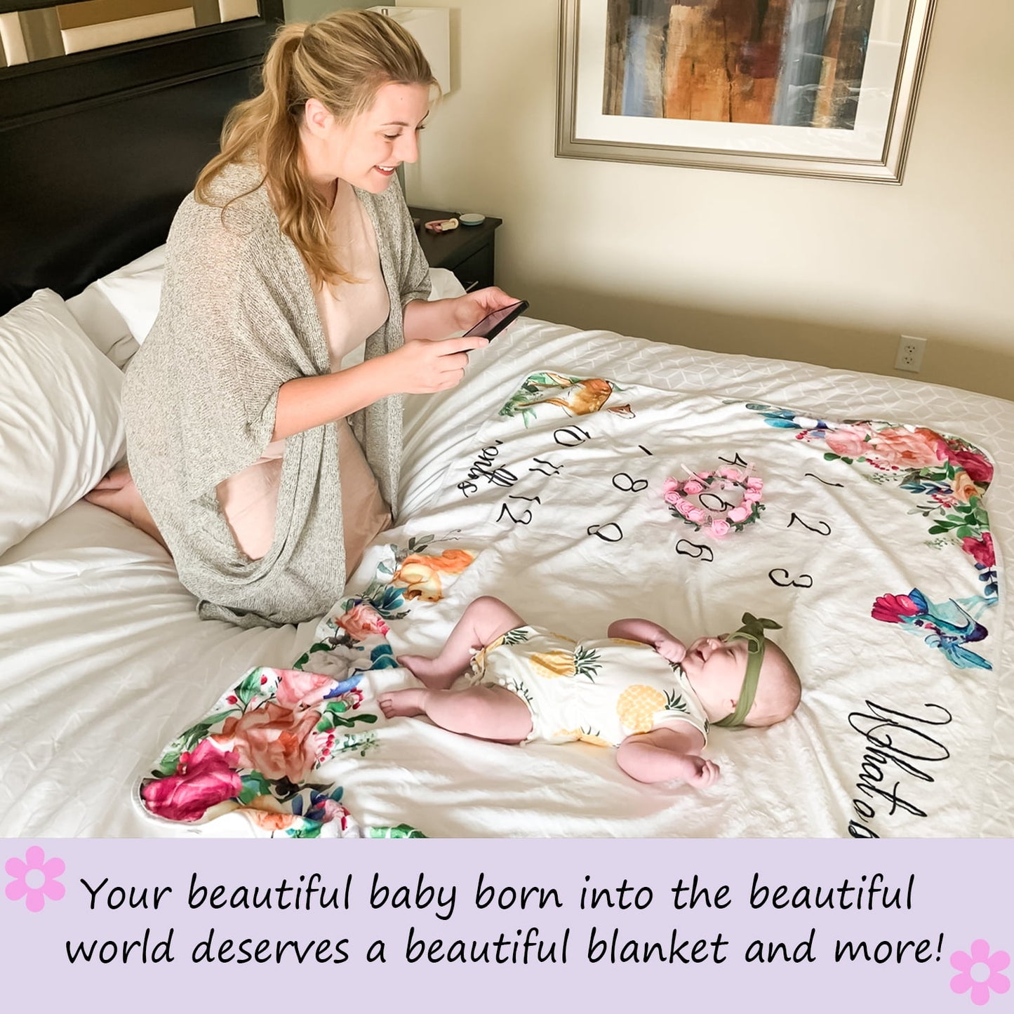 Soft Fleece Baby Milestone Blanket, 300 GSM, 40 x 60 in