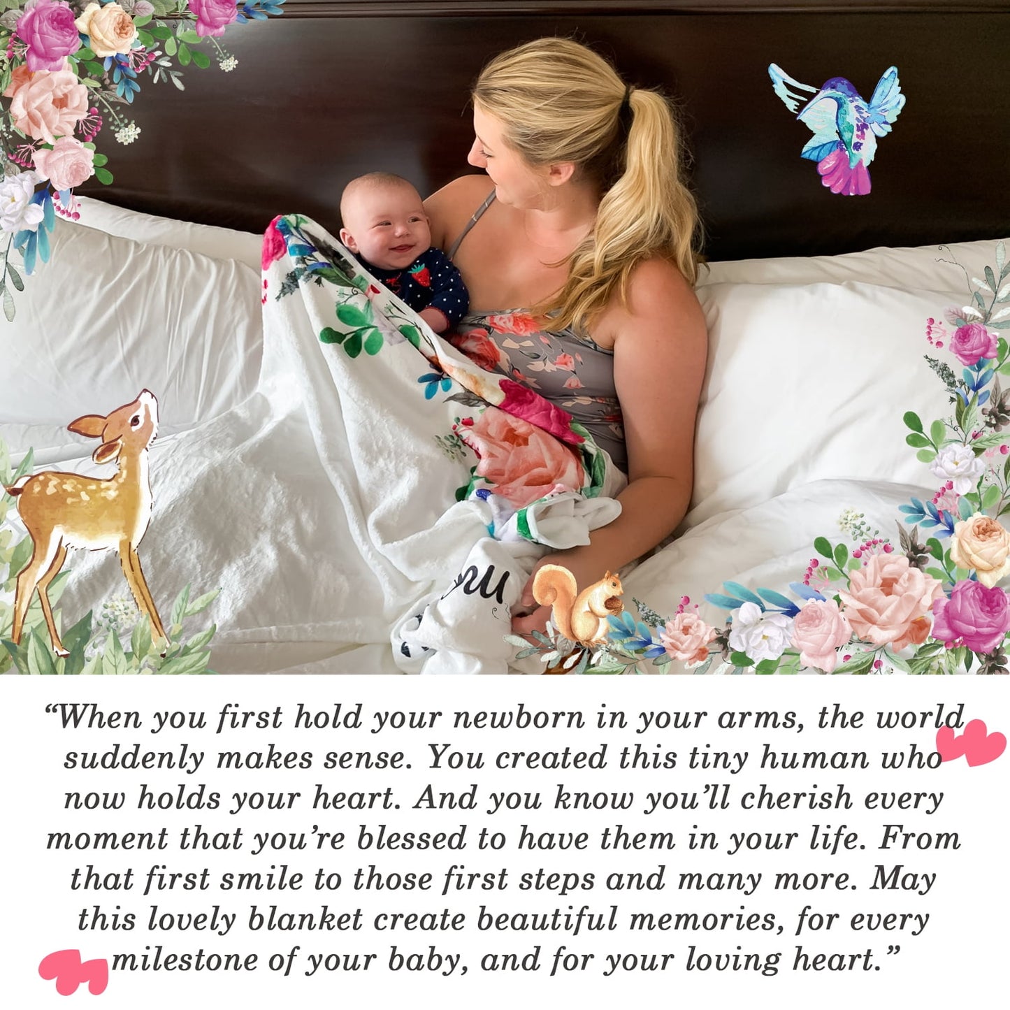 Soft Fleece Baby Milestone Blanket, 300 GSM, 40 x 60 in