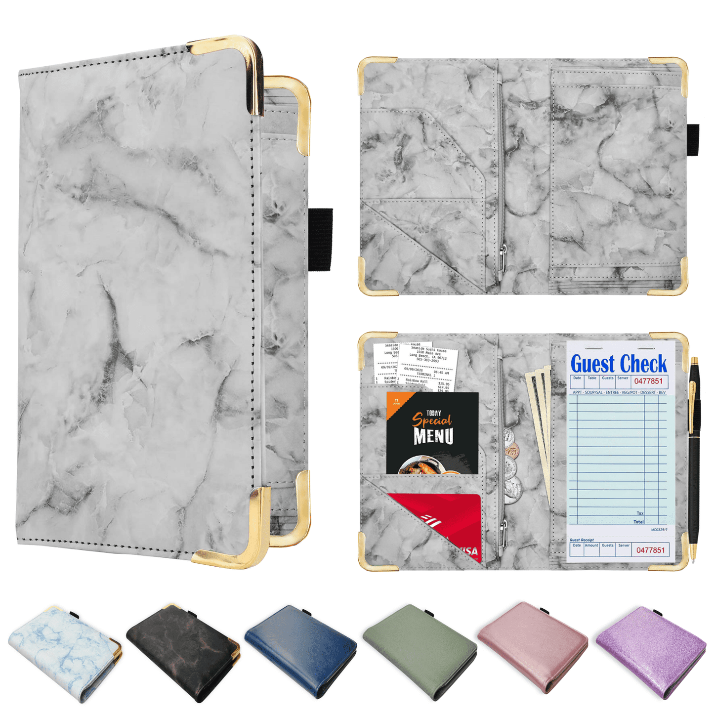 PU Leather Server Book for Waitress