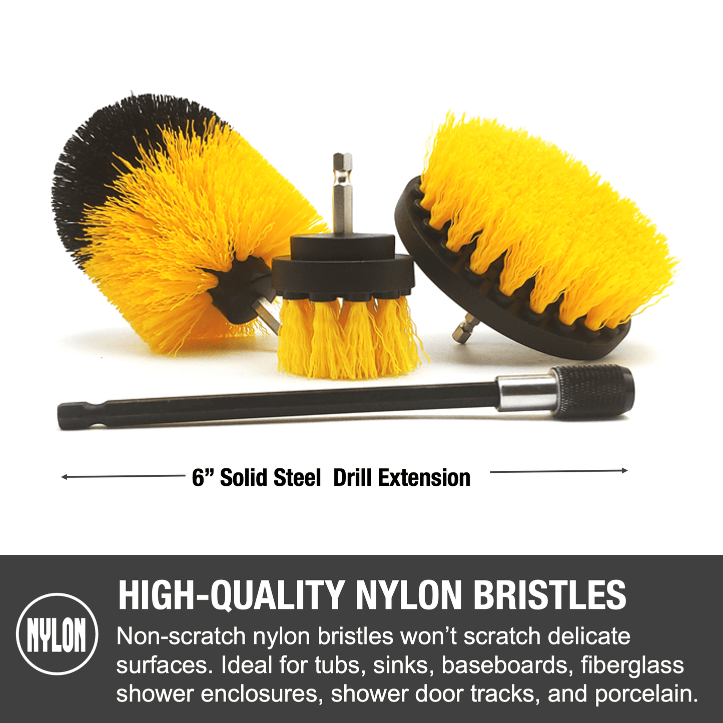 5-Piece Drill Brush Set With Splash Shield