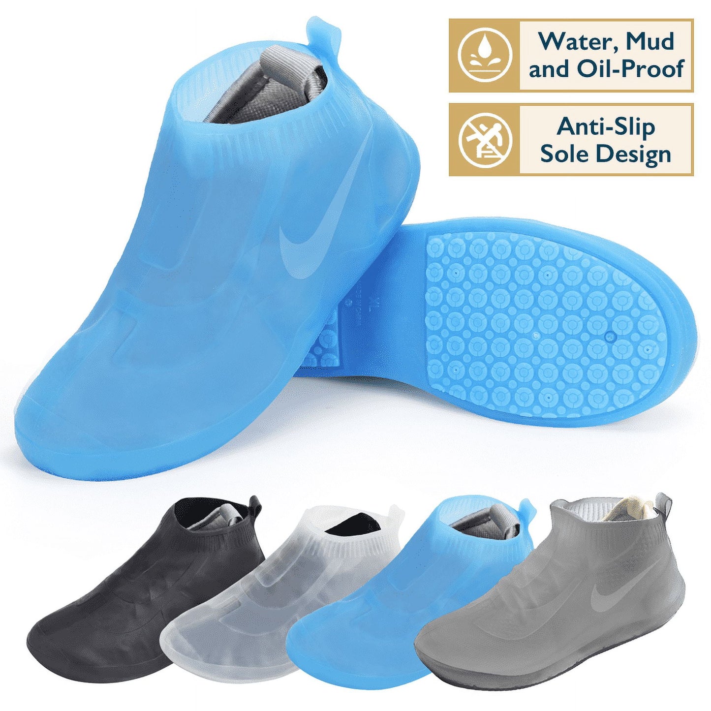 Waterproof Shoe Covers, TPE Rubber, Low-Rise