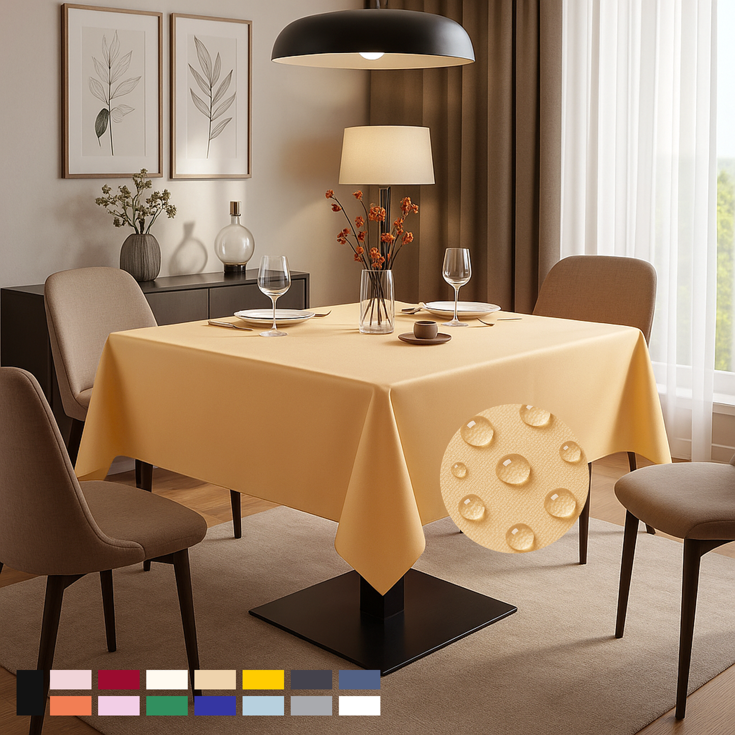 ComfiTime Durable Polyester Tablecloth Square