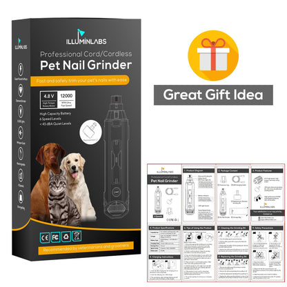 Dog Nail Grinder with LED Lights and Replacement Diamond Bit