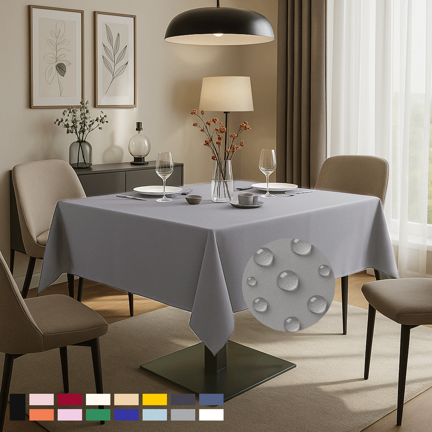 ComfiTime Durable Polyester Tablecloth Square