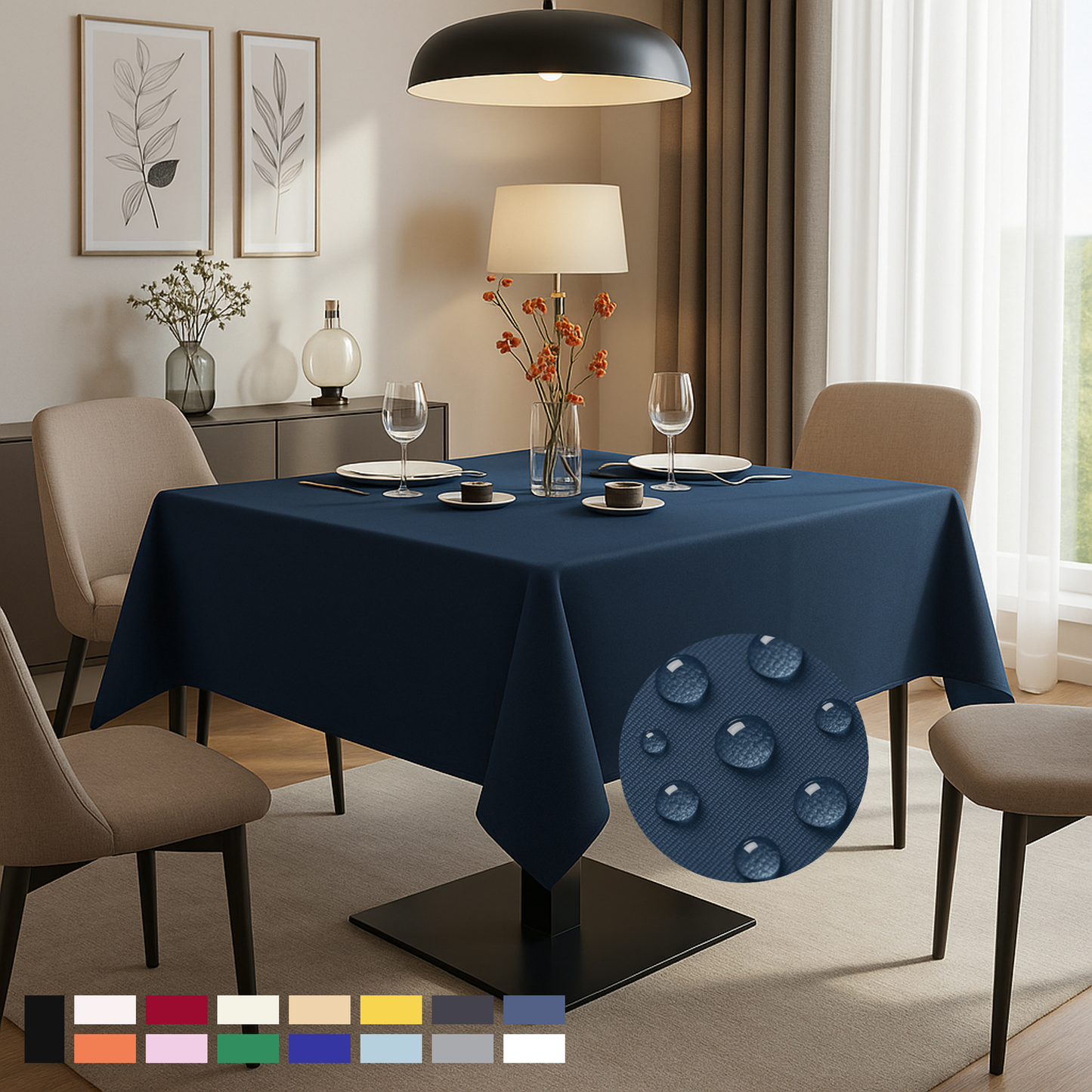 ComfiTime Durable Polyester Tablecloth Square