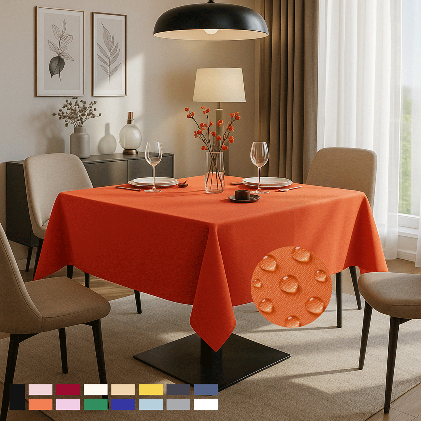 ComfiTime Durable Polyester Tablecloth Square