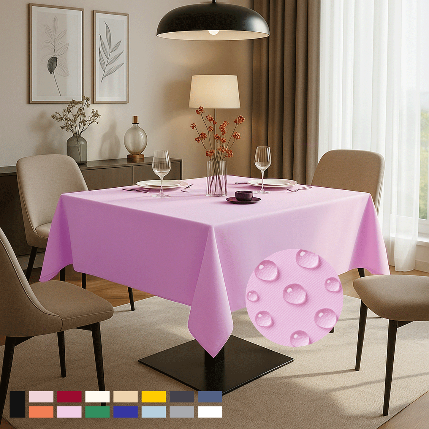 ComfiTime Durable Polyester Tablecloth Square