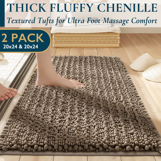 Chenille Bathroom Rug-Pinstripes