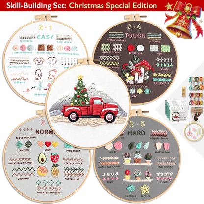 ComfiTime Christmas Embroidery Kit for Beginners – 5 Skill-Building Levels