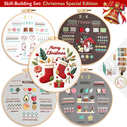 ComfiTime Christmas Embroidery Kit for Beginners – 5 Skill-Building Levels