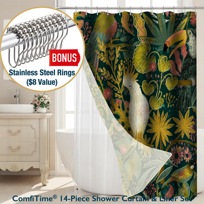Shower Curtain & Liner Set-14 PCS