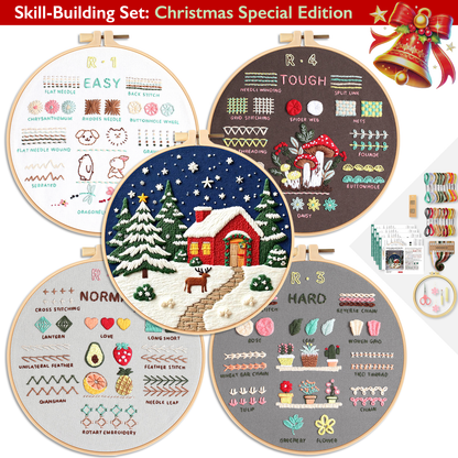 ComfiTime Christmas Embroidery Kit for Beginners – 5 Skill-Building Levels