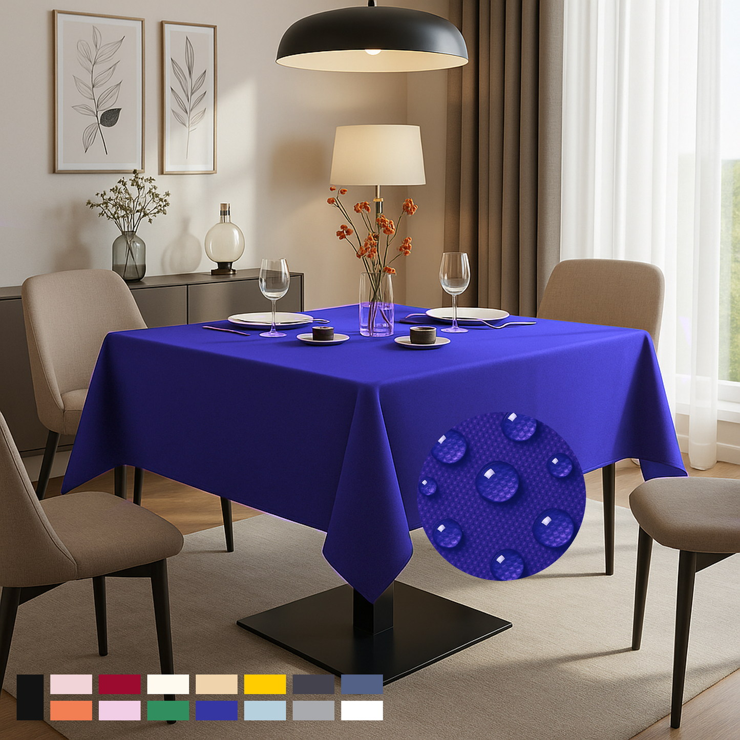 ComfiTime Durable Polyester Tablecloth Square