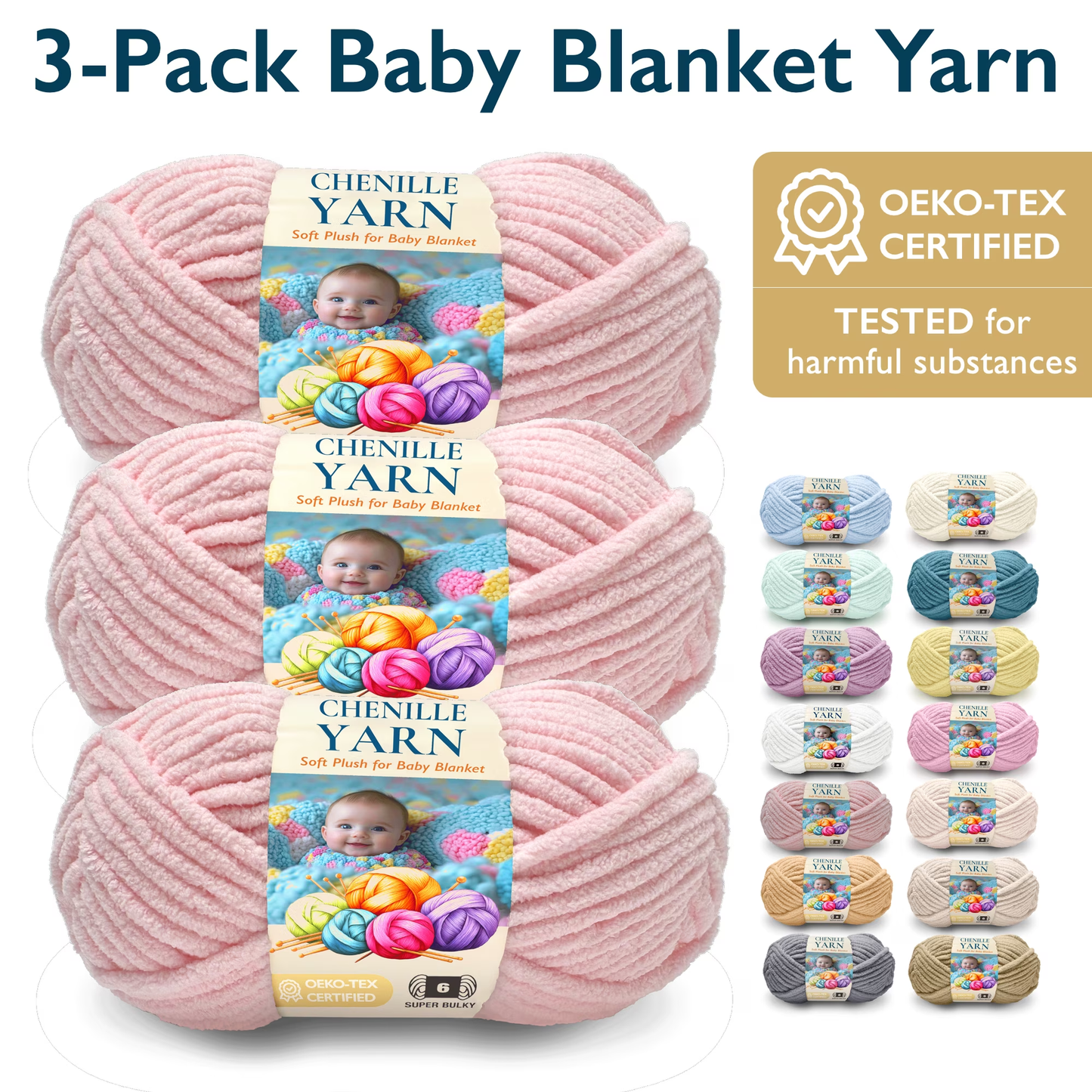 Yarn-6 Super Bulky-Chenille-3 Pack